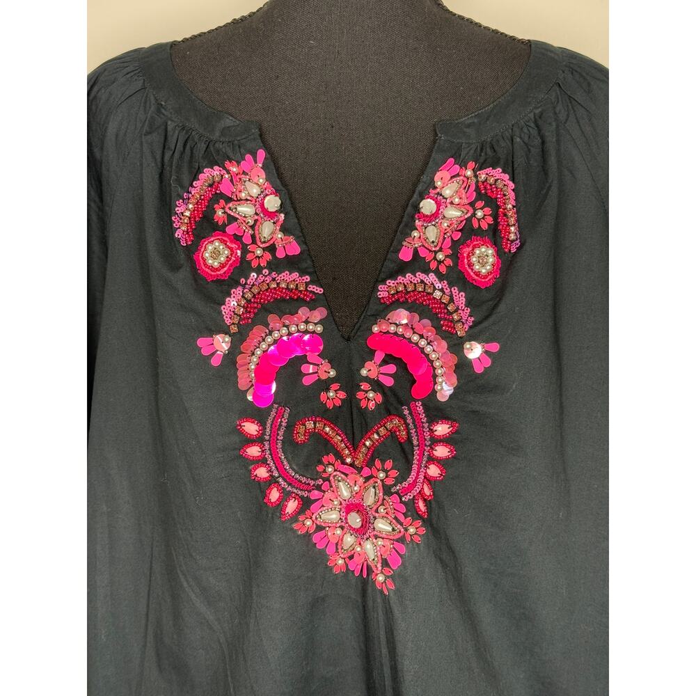 Lilly Pulitzer Black Embellished Beaded Tunic XL - Picture 2 of 8